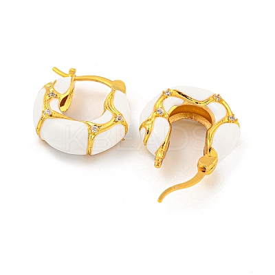 Rack Plating Brass Micro Pave Clear Cubic Zirconia Hoop Earring EJEW-C102-42G-04-1