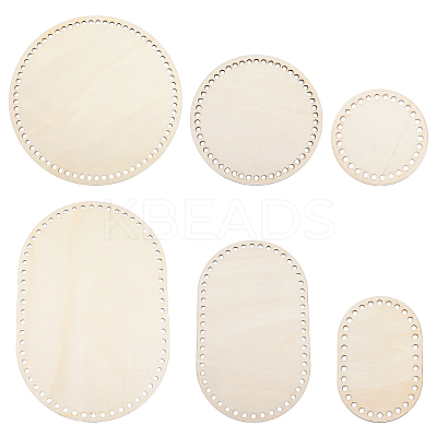 Flat Round & Oval Wood Knitting Crochet Bottoms DIY-FG0005-02-1