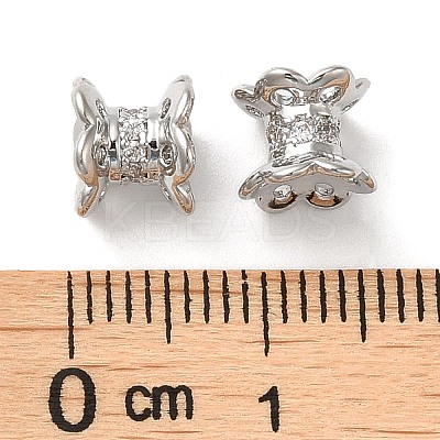 Brass Micro Pave Cubic Zirconia Spacer Beads KK-P239-35P-1