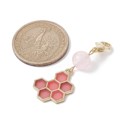 Bee & Honeycomb & Flower Alloy Enamel Pendant Decorations HJEW-JM01600-02-1