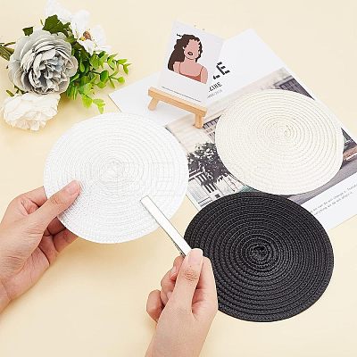 3Pcs 3 Colors Polyester Imitation Straw Round Hat Base for Millinery AJEW-CA0002-79-1