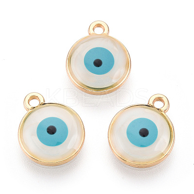 Epoxy Resin Enamel Evil Eye Charms RESI-T045-031B-06-1