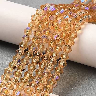 Transparent Electroplate Glass Beads Strands GLAA-F029-3mm-D18-1