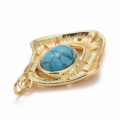Brass Synthetic Turquoise Pendants KK-M229-10G-1
