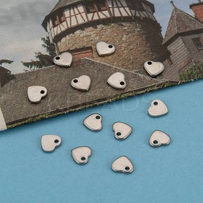 Tarnish Resistant Original Color Heart Charms 304 Stainless Steel Pendants X-STAS-Q073-1
