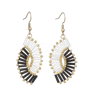 Glass Braided Beads Dangle Earrings EJEW-MZ00746-01-1