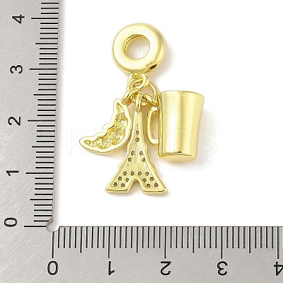 Rack Plating Brass Micro Pave Clear Cubic Zirconia European Dangle Charms X-KK-S380-26G-1