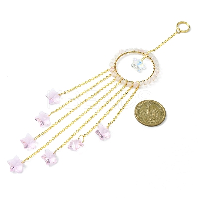 Glass Star Pendant Decorations HJEW-JM01113-02-1