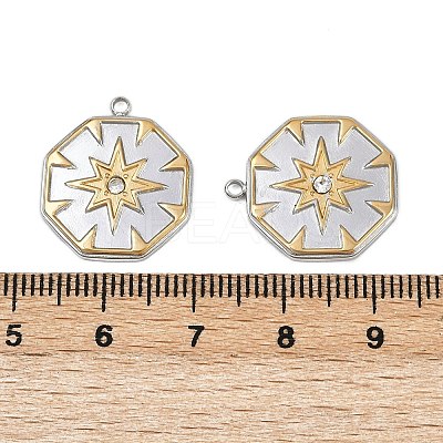 304 Stainless Steel Rhinestone Pendants STAS-L290-68GP-1