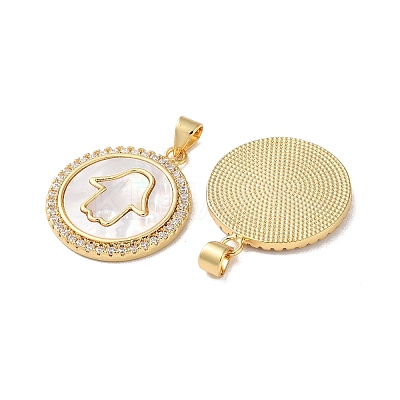 Brass Micro Pave Clear Cubic Zirconia Pendants KK-B083-18G-1