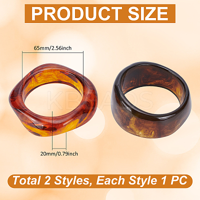 2Pcs 2 Colors Acrylic Bangles for Women BJEW-UN0001-76-1