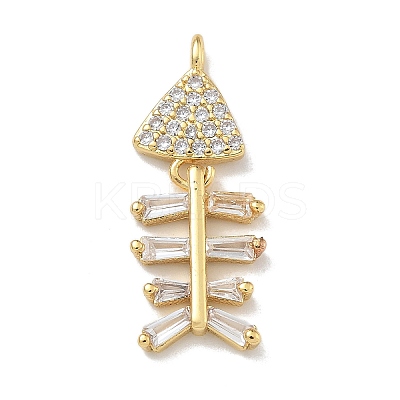 Rack Plating Brass Micro Pave Clear Cubic Zirconia Pendants KK-G515-23G-1