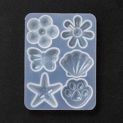 Flower & Shell & Starfish & Paw Print & Butterfly Silicone Molds X-DIY-P059-07-1