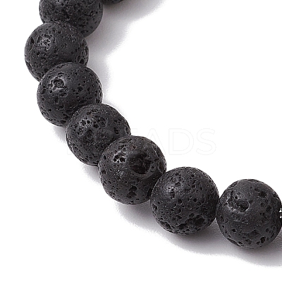 Natural Lava Rock Beaded Stretch Bracelets BJEW-JB11000-01-1