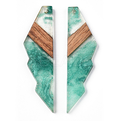 Transparent Resin & Walnut Wood Big Pendants RESI-ZX017-55-1