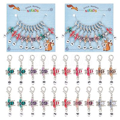Alloy Enamel & Acrylic Pendant Locking Stitch Markers HJEW-AB00121-1