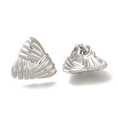 304 Stainless Steel Textured Triangle Stud Earrings for Women EJEW-S227-58P-1