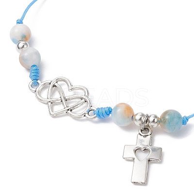 Natural Dyed White Jade Braided Bead Bracelets BJEW-JB09823-01-1