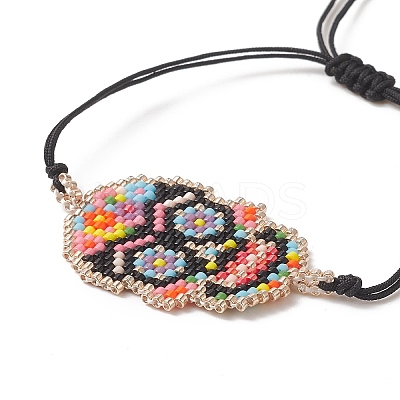 Handmade Japanese Seed Skull Link Bracelet BJEW-MZ00021-01-1