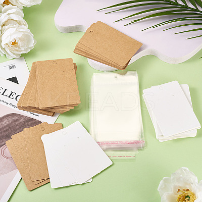 100Pcs 2 Colors Rectangle Paper One Pair Earring Display Cards with Hanging Hole CDIS-TA0001-41-1