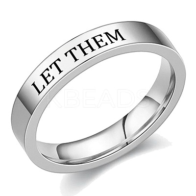 Word Let Them 201 Stainless Steel Finger Rings FS-WGDEB2A-02-1