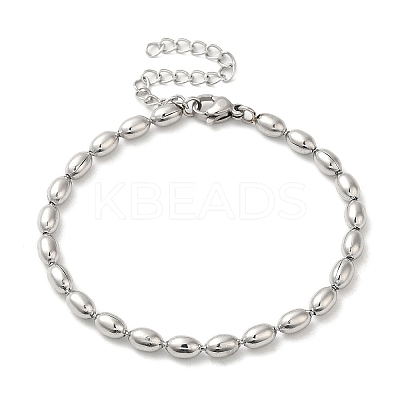 Non-Tarnish 304 Stainless Steel Oval Ball Chain Bracelets for Women BJEW-C046-01P-1