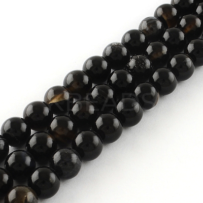 Natural Black Onyx Round Bead Strands X-G-R198-12mm-1