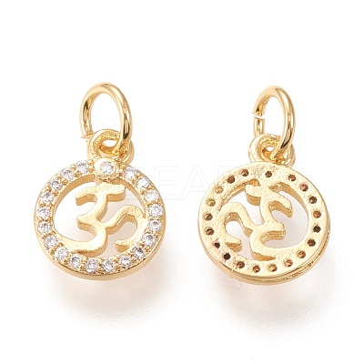 Brass Micro Pave Clear Cubic Zirconia Charms ZIRC-I044-47G-1