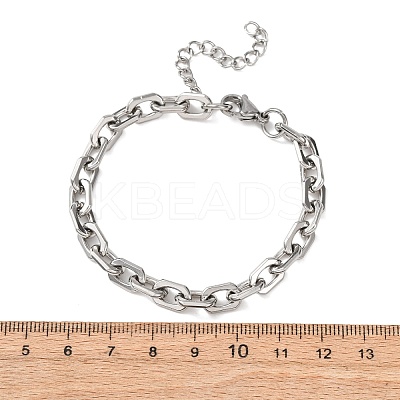 304 Stainless Steel Oval Link Chain Bracelets for Women BJEW-F529-03P-1