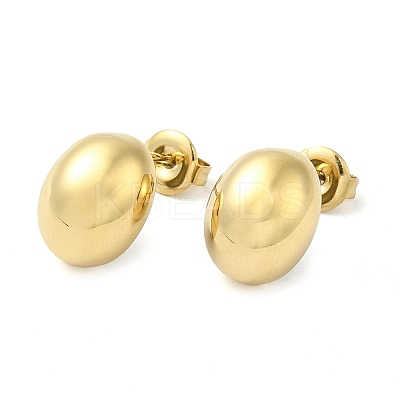 Ion Plating(IP) 304 Stainless Steel Oval Stud Earrings EJEW-Z022-12G-1