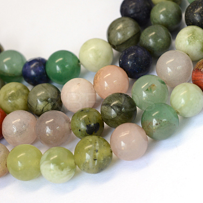 Natural Mixed Stone Round Bead Strands G-E334-12mm-23-1