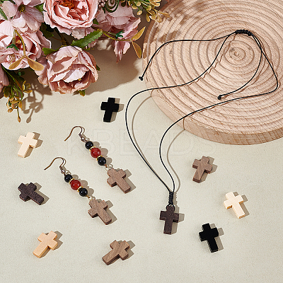 200Pcs 5 Colors Wooden Pendants WOOD-UN0001-13-1