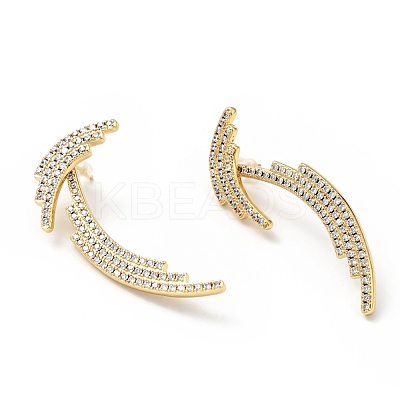 Clear Cubic Zirconia Wing Dangle Stud Earrings EJEW-G295-01G-1