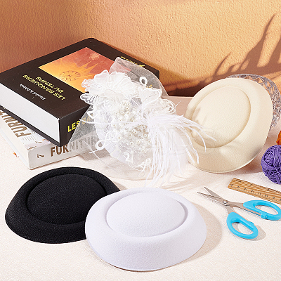 3Pcs 3 Colors Polyester Oval Pillbox Stewardess Fascinator Hat Base for Millinery AJEW-FG0002-75-1