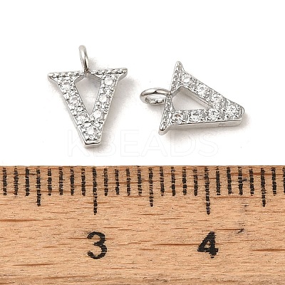 Initial Letter Brass Micro Pave Cubic Zirconia Pendants ZIRC-F008-V-1