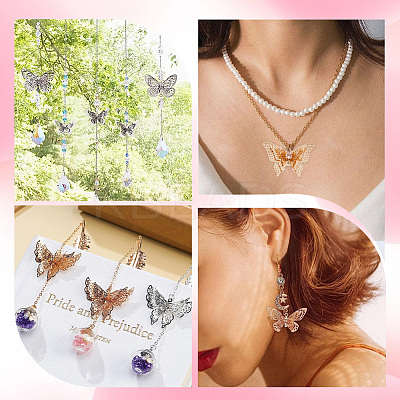 24Pcs 12 Style Brass Filigree Pendants and Links Sets KK-SC0003-47-1