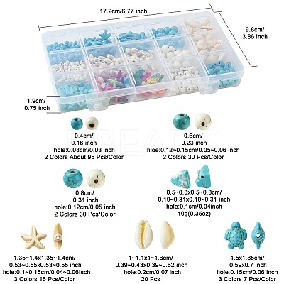 DIY Synthetic Turquoise & Natural Cowrie Shell Beads Jewelry Making Finding Kits DIY-FS0005-98-1