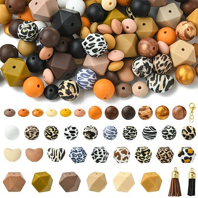 DIY Leopard Print Beadable Pen Beads Kits DIY-CJ0002-65-1
