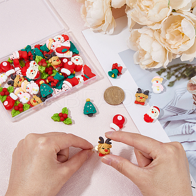 48Pcs 8 Styles Christmas Theme Opaque Resin Cabochons CRES-CA0001-23-1