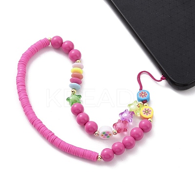 Round & Star Acrylic Beaded Mobile Phone Lanyard Wrist Strap HJEW-JM00815-1