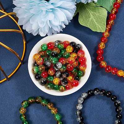 Two Tone Crackle Glass Bead Strands CCG-SZ0001-01-1