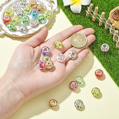 30Pcs Large Hole Dog Paw Prints Pattern Resin European Beads OPDL-YW0001-05-1