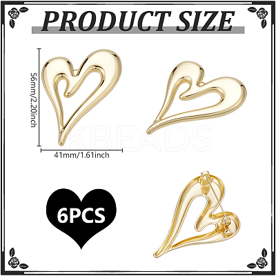 6Pcs Heart Zinc Alloy Lapel Pins for Backpack Clothes JEWB-UN0002-74G-1