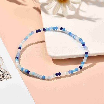 Faceted Round Glass Beads Stretch Bracelet for Teen Girl Women BJEW-JB07072-02-1