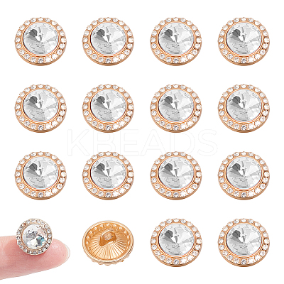20Pcs 1-Hole Flat Round Zinc Alloy Rhinestones Buttons ALRI-NB0001-20B-1