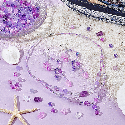 Transparent Spray Painted Glass & Acrylic Beads Kits GLAA-NB0001-82-1