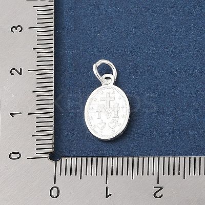 999 Fine Silver Oval with Virgin Religious Medal Charms with Jump Rings LS-STER-C006-01S-1