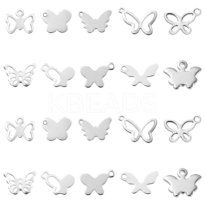 100Pcs 10 Styles 201 Stainless Steel Pendants STAS-CJ0002-22-1