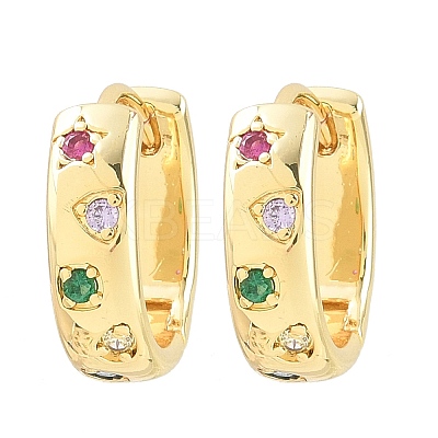 Brass Micro Pave Cubic Zirconia Hoop Earrings KK-CBA8324-01G-1