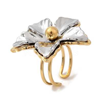 Adjustable 304 Stainless Steel Cuff Open Rings for Women RJEW-C150-01GP-1